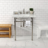 Fauceture 30-Inch Carrara Marble Console Sink with Stainless Steel Legs