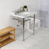 Fauceture 30-Inch Carrara Marble Console Sink with Stainless Steel Legs