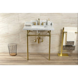 Fauceture 30-Inch Carrara Marble Console Sink with Stainless Steel Legs