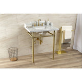 Fauceture 30-Inch Carrara Marble Console Sink with Stainless Steel Legs