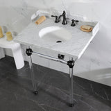 Fauceture 30-Inch Carrara Marble Console Sink with Acrylic Legs