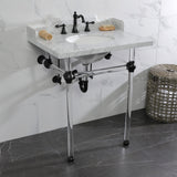 Fauceture 30-Inch Carrara Marble Console Sink with Acrylic Legs