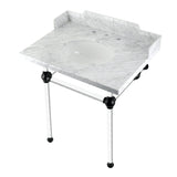 Fauceture 30-Inch Carrara Marble Console Sink with Acrylic Legs