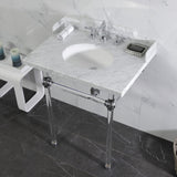 Fauceture 30-Inch Carrara Marble Console Sink with Acrylic Legs