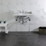 Fauceture 30-Inch Carrara Marble Console Sink with Acrylic Legs