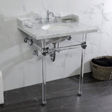 Fauceture 30-Inch Carrara Marble Console Sink with Acrylic Legs