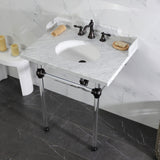 Fauceture 30-Inch Carrara Marble Console Sink with Acrylic Legs