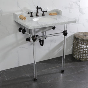 Fauceture 30-Inch Carrara Marble Console Sink with Acrylic Legs