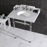 Fauceture 30-Inch Carrara Marble Console Sink with Acrylic Legs