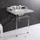 Fauceture 30-Inch Carrara Marble Console Sink with Acrylic Legs