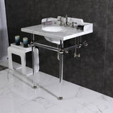 Fauceture 30-Inch Carrara Marble Console Sink with Acrylic Legs