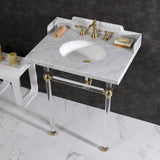 Fauceture 30-Inch Carrara Marble Console Sink with Acrylic Legs