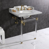 Fauceture 30-Inch Carrara Marble Console Sink with Acrylic Legs