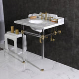 Fauceture 30-Inch Carrara Marble Console Sink with Acrylic Legs