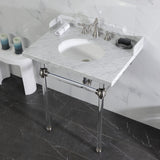 Fauceture 30-Inch Carrara Marble Console Sink with Acrylic Legs