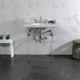 Fauceture 30-Inch Carrara Marble Console Sink with Acrylic Legs