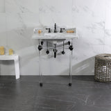 Pemberton 30-Inch Carrara Marble Console Sink with Acrylic Legs (8-Inch, 3-Hole)