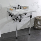 Pemberton 30-Inch Carrara Marble Console Sink with Acrylic Legs (8-Inch, 3-Hole)