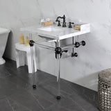 Pemberton 30-Inch Carrara Marble Console Sink with Acrylic Legs (8-Inch, 3-Hole)