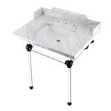 Pemberton 30-Inch Carrara Marble Console Sink with Acrylic Legs (8-Inch, 3-Hole)