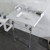 Pemberton 30-Inch Carrara Marble Console Sink with Acrylic Legs (8-Inch, 3-Hole)