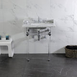 Pemberton 30-Inch Carrara Marble Console Sink with Acrylic Legs (8-Inch, 3-Hole)