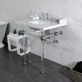 Pemberton 30-Inch Carrara Marble Console Sink with Acrylic Legs (8-Inch, 3-Hole)