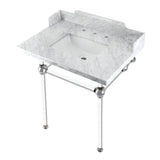 Pemberton 30-Inch Carrara Marble Console Sink with Acrylic Legs (8-Inch, 3-Hole)