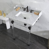 Pemberton 30-Inch Carrara Marble Console Sink with Acrylic Legs (8-Inch, 3-Hole)