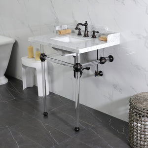 Pemberton 30-Inch Carrara Marble Console Sink with Acrylic Legs (8-Inch, 3-Hole)