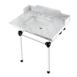 Pemberton 30-Inch Carrara Marble Console Sink with Acrylic Legs (8-Inch, 3-Hole)