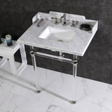 Pemberton 30-Inch Carrara Marble Console Sink with Acrylic Legs (8-Inch, 3-Hole)