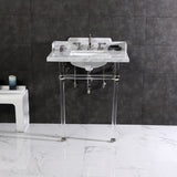 Pemberton 30-Inch Carrara Marble Console Sink with Acrylic Legs (8-Inch, 3-Hole)