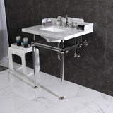 Pemberton 30-Inch Carrara Marble Console Sink with Acrylic Legs (8-Inch, 3-Hole)