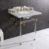 Pemberton 30-Inch Carrara Marble Console Sink with Acrylic Legs (8-Inch, 3-Hole)