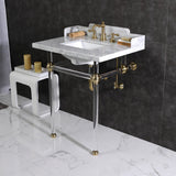 Pemberton 30-Inch Carrara Marble Console Sink with Acrylic Legs (8-Inch, 3-Hole)