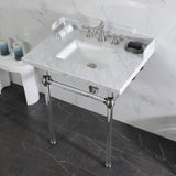 Pemberton 30-Inch Carrara Marble Console Sink with Acrylic Legs (8-Inch, 3-Hole)