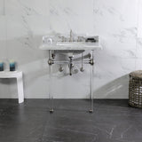 Pemberton 30-Inch Carrara Marble Console Sink with Acrylic Legs (8-Inch, 3-Hole)