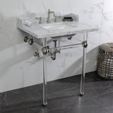 Pemberton 30-Inch Carrara Marble Console Sink with Acrylic Legs (8-Inch, 3-Hole)