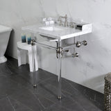 Pemberton 30-Inch Carrara Marble Console Sink with Acrylic Legs (8-Inch, 3-Hole)