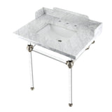 Pemberton 30-Inch Carrara Marble Console Sink with Acrylic Legs (8-Inch, 3-Hole)