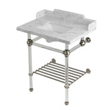 Pemberton 30-Inch Carrara Marble Console Sink with Acrylic Legs and Shelf (8-Inch, 3-Hole)