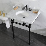 Fauceture 30-Inch Carrara Marble Console Sink with Brass Legs