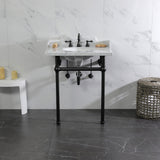 Fauceture 30-Inch Carrara Marble Console Sink with Brass Legs