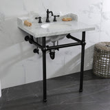 Fauceture 30-Inch Carrara Marble Console Sink with Brass Legs