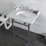 Fauceture 30-Inch Carrara Marble Console Sink with Brass Legs