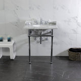 Fauceture 30-Inch Carrara Marble Console Sink with Brass Legs