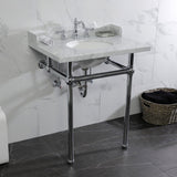 Fauceture 30-Inch Carrara Marble Console Sink with Brass Legs