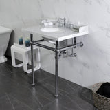 Fauceture 30-Inch Carrara Marble Console Sink with Brass Legs