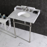 Fauceture 30-Inch Carrara Marble Console Sink with Brass Legs